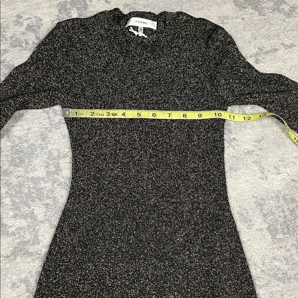New Frame Godet Lurex Metallic Bodycon Dress Knit Sweater Glitter Sparkle Sz XS - Picture 7 of 11